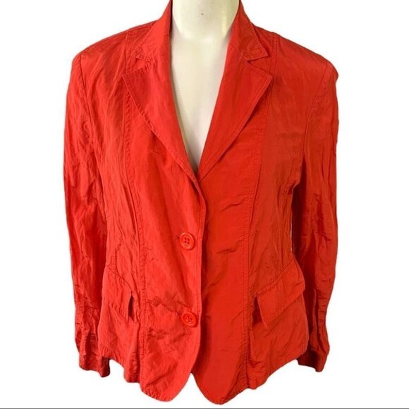 RIANI RED CHIFFON BLAZER SINGLE BREAST JACKET MADE IN POLAND SIZE 12 - Picture 10 of 10